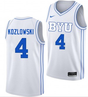 Brody Kozlowski Brigham Young University Official College Basketball Mens #4 Jerseys - White