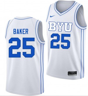 Dawson Baker BYU Mens College Basketball #25 University Jerseys - White