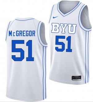 Jared McGregor BYU Cougars 2025 Men #51 College Basketball Jerseys - White