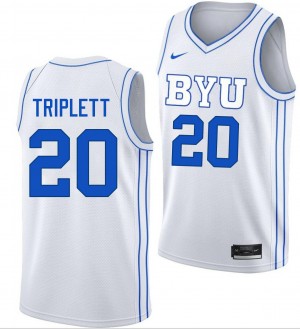 Max Triplett BYU #20 College Basketball Men Official Jersey - White