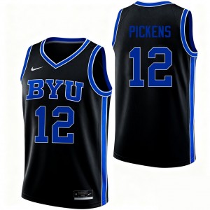 Nate Pickens Brigham Young University Mens #12 Game College Basketball Jersey - Black