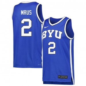 Tyler Mrus Brigham Young University Mens #2 NCAA College Basketball Jerseys - Royal