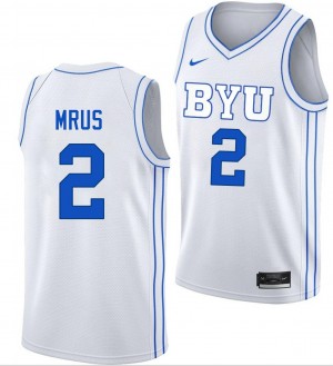 Tyler Mrus Cougars High School #2 College Basketball Mens Jersey - White