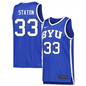 Xavion Staton BYU Cougars #33 Official College Basketball Men Jerseys - Royal