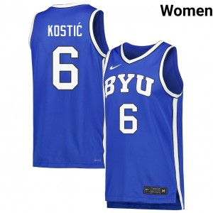 Aleksej Kostic Cougars Women's 2025-26 College Basketball #6 Jerseys - Royal