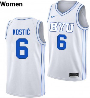 Aleksej Kostic Cougars Women #6 College Basketball High School Jersey - White