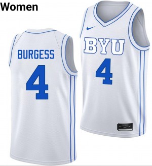 Chamberlain Burgess Brigham Young University #4 2025 College Basketball Women Jersey - White