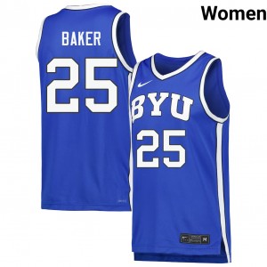Dawson Baker Cougars #25 Stitched College Basketball Women's Jersey - Royal