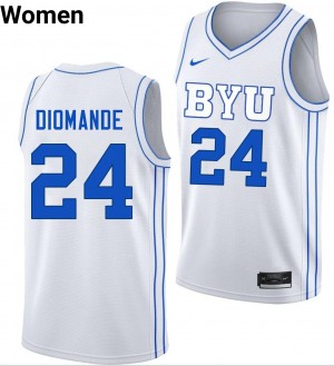 Dominique Diomande BYU College Basketball #24 Limited Women's Jerseys - White