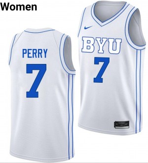 KJ Perry BYU Cougars #7 College Basketball Women Player Jerseys - White