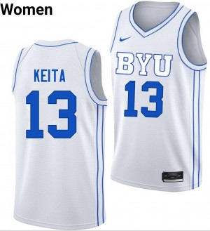 Keba Keita BYU #13 High School College Basketball Women Jersey - White