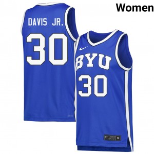 Kennard Davis Jr. BYU College Basketball #30 Embroidery Women's Jersey - Royal