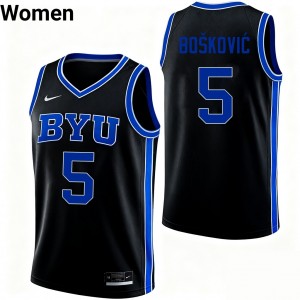 Mihailo Boskovic The Y College Basketball #5 Player Womens Jerseys - Black