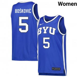 Mihailo Boskovic BYU Cougars 2025-26 College Basketball Womens #5 Jersey - Royal
