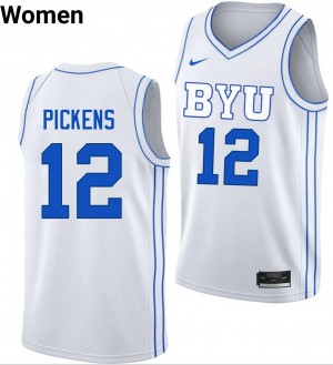 Nate Pickens BYU Cougars Women NCAA College Basketball #12 Jersey - White