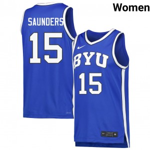 Richie Saunders Brigham Young University College Basketball Women NCAA #15 Jersey - Royal