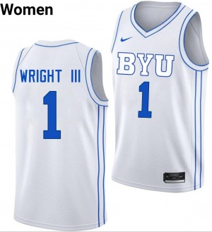 Robert Wright III Brigham Young University Women #1 College Basketball Embroidery Jerseys - White