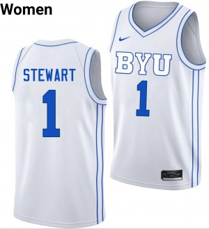 Trey Stewart BYU #1 College Basketball Women Game Jersey - White