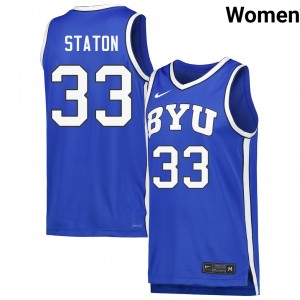 Xavion Staton BYU Cougars #33 Women College Basketball NCAA Jerseys - Royal