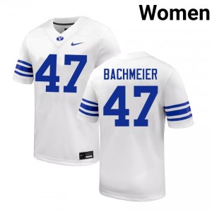Bear Bachmeier Brigham Young University #47 Game College Football Women's Jerseys - White