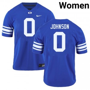 Evan Johnson Cougars Women #0 Embroidery College Football Jersey - Royal