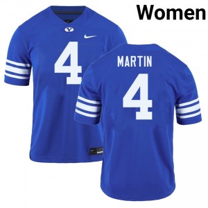 LJ Martin BYU Cougars Women #4 High School College Football Jerseys - Royal