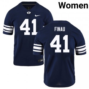 Lucky Finau Brigham Young University College Football Stitched Womens #41 Jersey - Navy