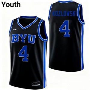 Brody Kozlowski Brigham Young University College Basketball Youth #4 Limited Jerseys - Black