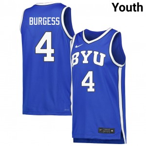 Chamberlain Burgess BYU Cougars Youth 2025-26 #4 College Basketball Jerseys - Royal