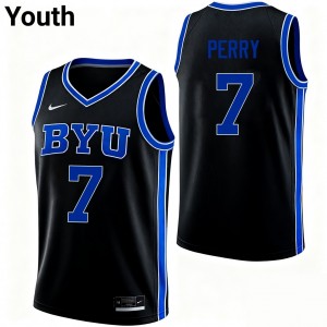 KJ Perry Brigham Young University Youth NCAA College Basketball #7 Jerseys - Black