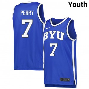 KJ Perry The Y College Basketball Player Youth #7 Jersey - Royal