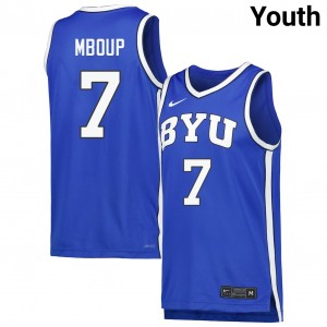 Khadim Mboup Brigham Young University #7 College Basketball High School Youth Jersey - Royal