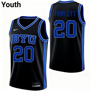 Max Triplett BYU Cougars Youth University College Basketball #20 Jerseys - Black