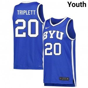 Max Triplett Brigham Young University Game College Basketball #20 Youth Jersey - Royal