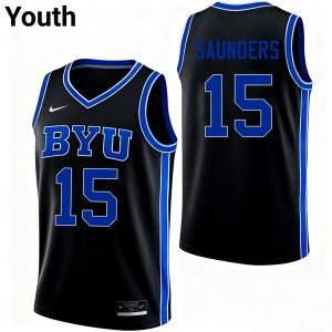 Richie Saunders Brigham Young University Youth #15 College Basketball High School Jersey - Black
