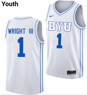 Robert Wright III BYU Youth #1 Stitched College Basketball Jerseys - White