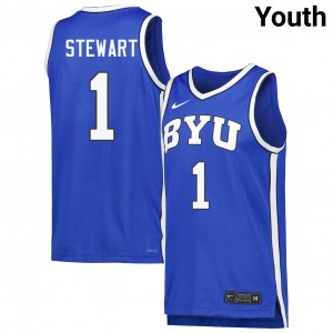 Trey Stewart BYU Cougars Limited College Basketball #1 Youth Jerseys - Royal