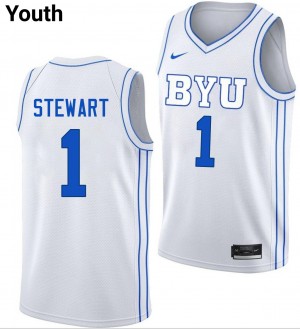 Trey Stewart The Y College Basketball University #1 Youth Jerseys - White
