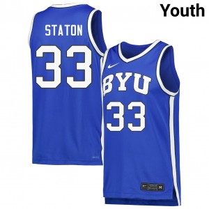 Xavion Staton Brigham Young University Youth College Basketball #33 NCAA Jersey - Royal