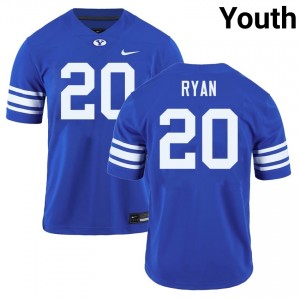 Carsen Ryan Brigham Young University #20 College Football Youth Stitched Jersey - Royal