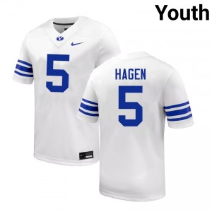 Cody Hagen BYU Cougars 2025-26 Youth #5 College Football Jerseys - White