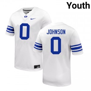 Evan Johnson Brigham Young University Youth College Football Stitched #0 Jerseys - White