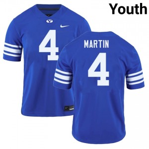 LJ Martin Cougars #4 Youth Game College Football Jerseys - Royal