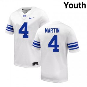 LJ Martin BYU Cougars Game College Football #4 Youth Jerseys - White