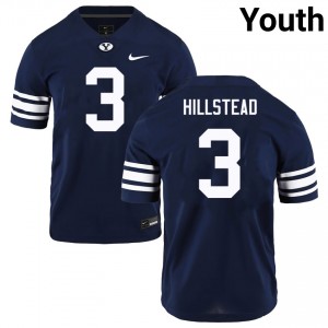 McCae Hillstead BYU #3 College Football Limited Youth Jerseys - Navy