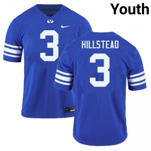 McCae Hillstead BYU #3 University Youth College Football Jerseys - Royal